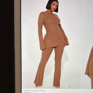 Fashion Nova Mocha Flare Pant Set